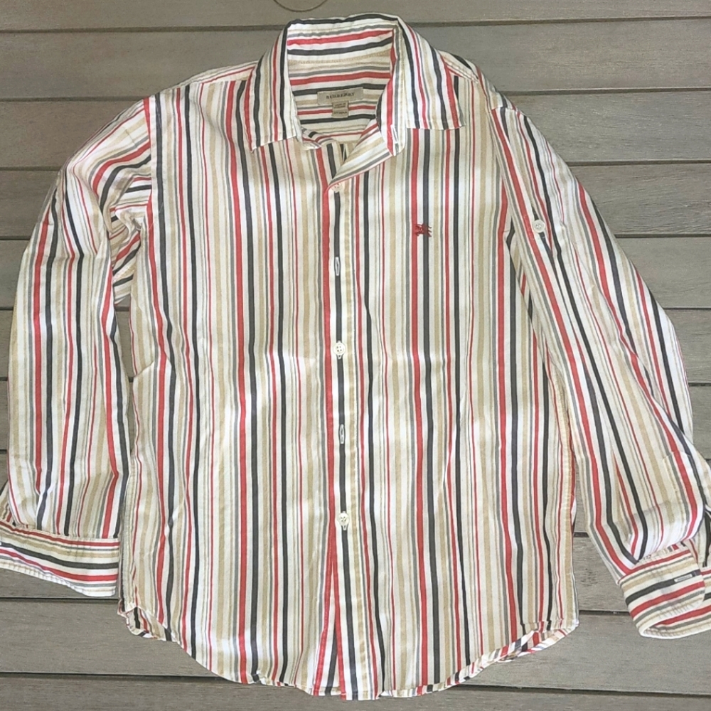BURBERRY | Boys Striped Button-down Dress Shirt | SZ 10y